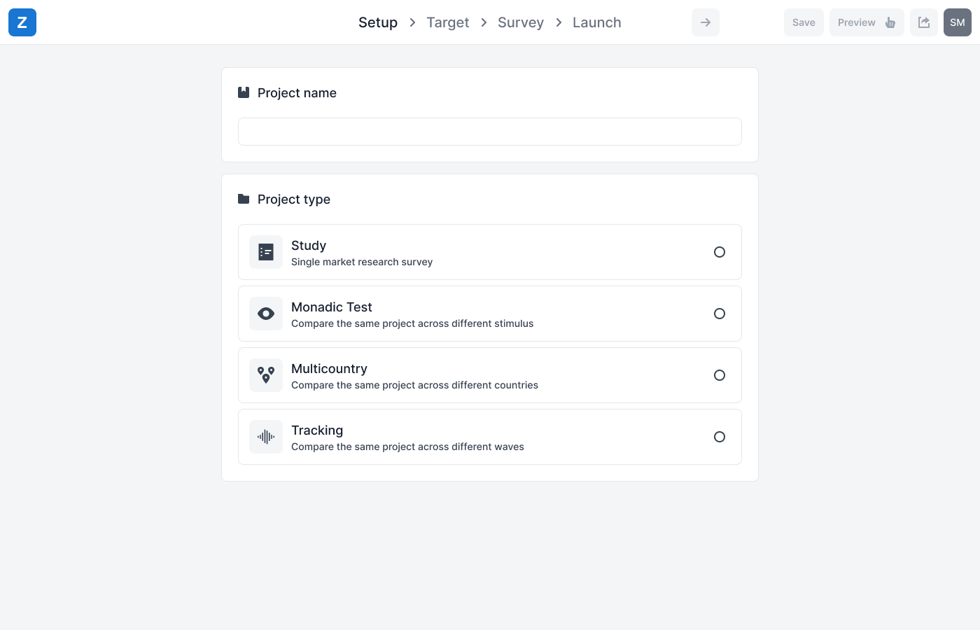 Monadic Test Surveys - Zinklar